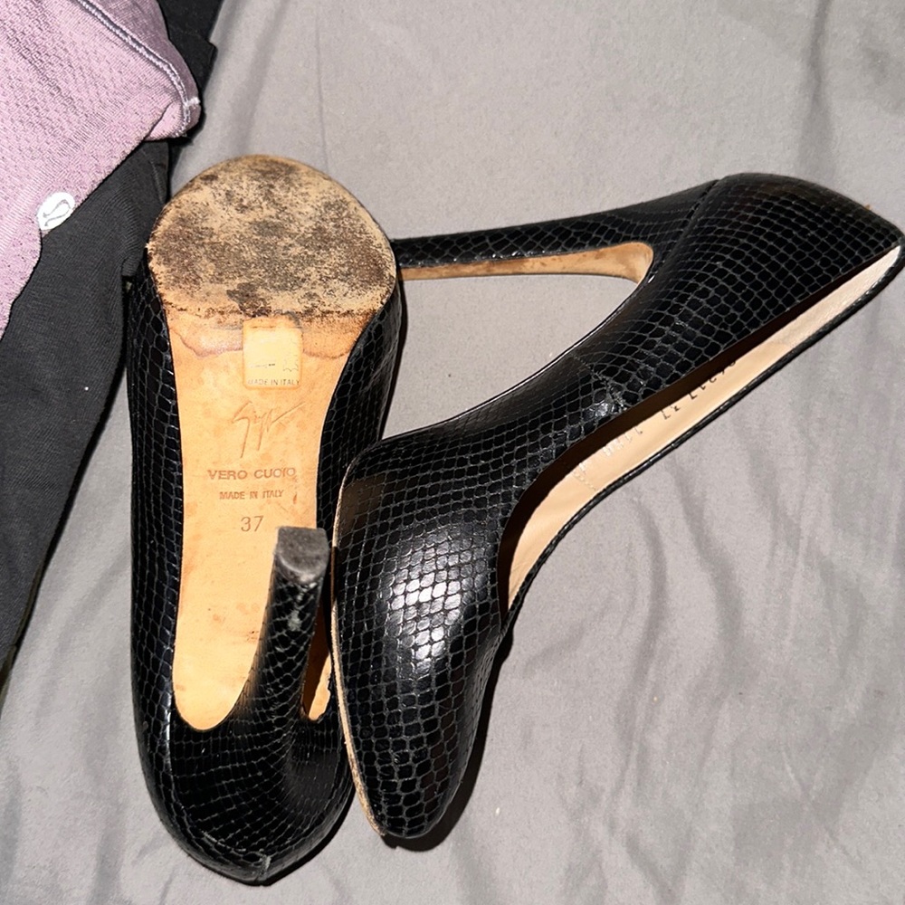 Giuseppe Zanotti Python Pattern Black High Heels - image 1